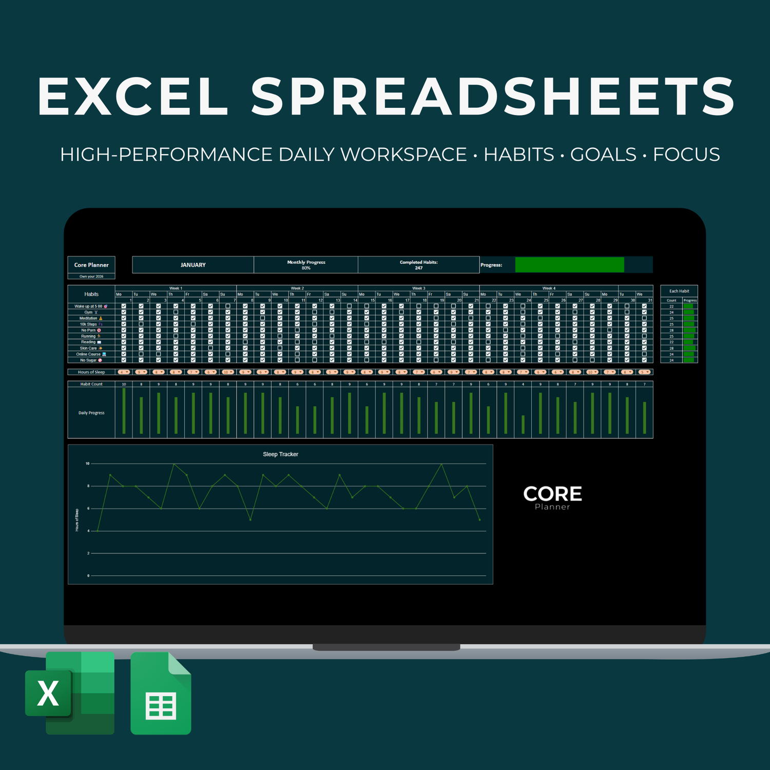 Excel & Sheets Planners