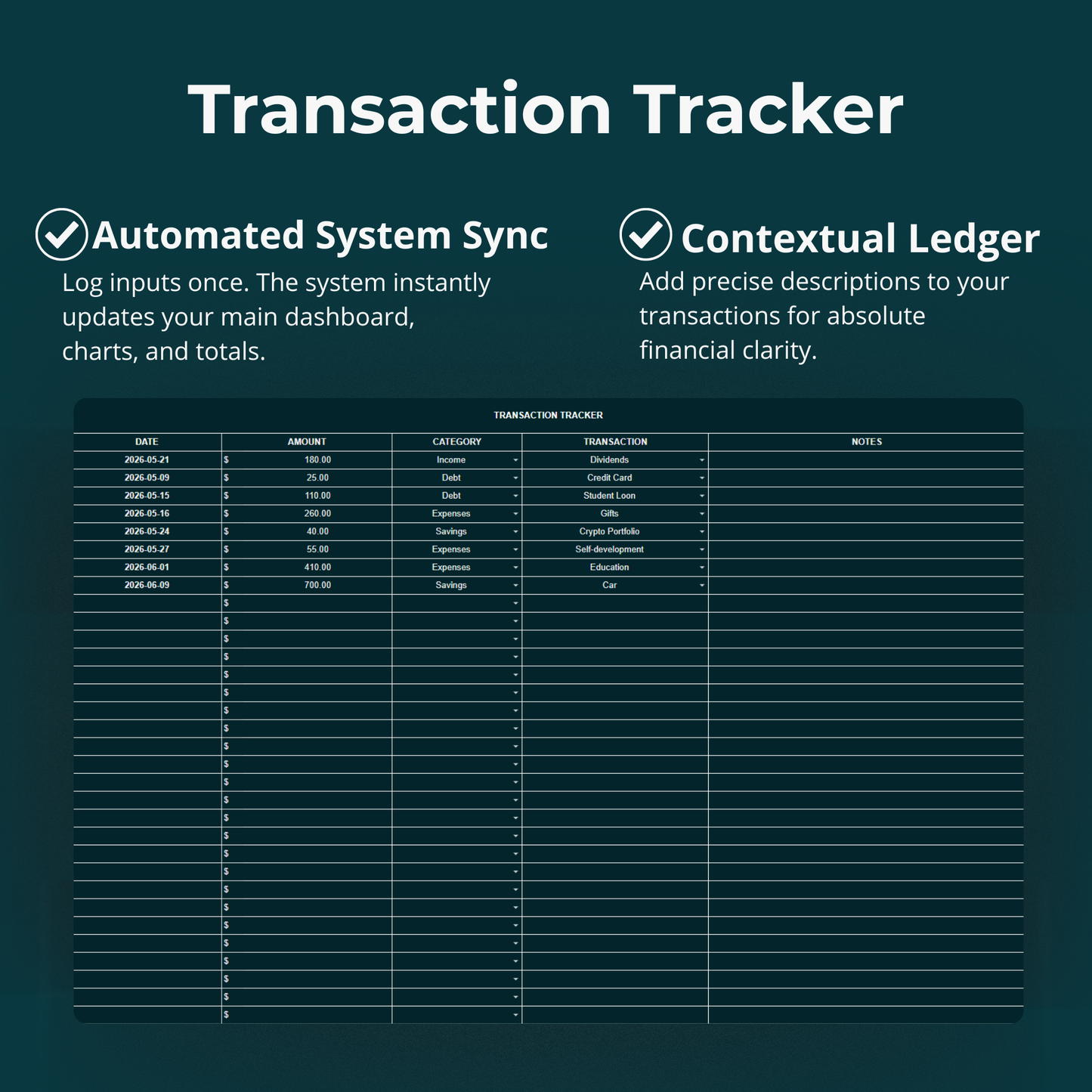Finance Tracker for Excel & Sheets